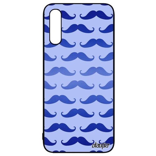фото Противоударный чехол на смартфон // galaxy a50 // "усы" стиль месье, utaupia, голубой