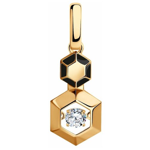 фото Подвеска diamant из золочёного серебра с фианитом и эмалью 93-130-01854-1