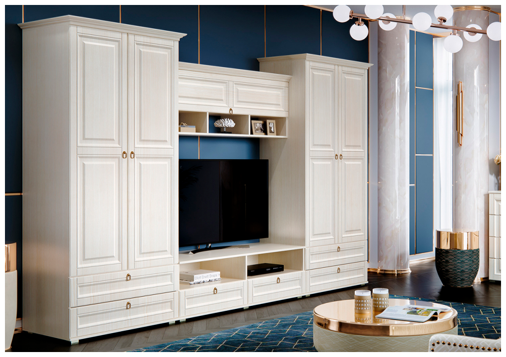 фото Стенка Миф Престиж-1 №4 cандал светлый 320х52.8х215 см