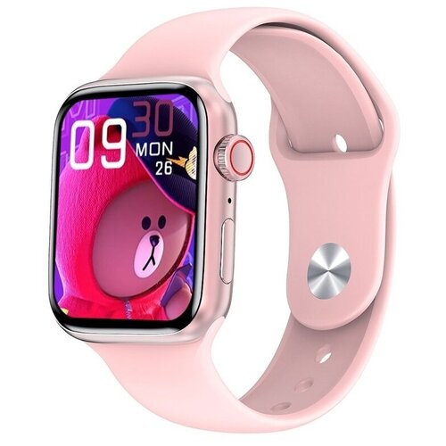 Умные смарт часы M7pro розовые FSNБеспроводная зарядкаПульсометрШагомерТермометрСчетчик калорийБудильникКалендарьСекундомер 155000₽