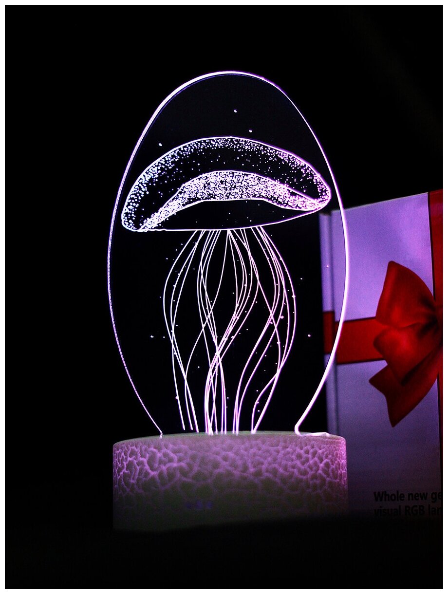 Светодиодный ночник PALMEXX 3D светильник LED RGB 7 цветов (медуза)