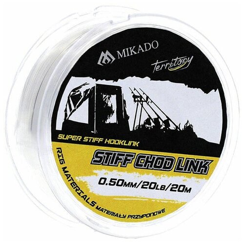 поводковый материал mikado mollia hooklink black brown 45 lb 20 м Поводковый материал Mikado Territory STIFF CHOD LINK 0,50 (20 lb, 20 м) прозрачный