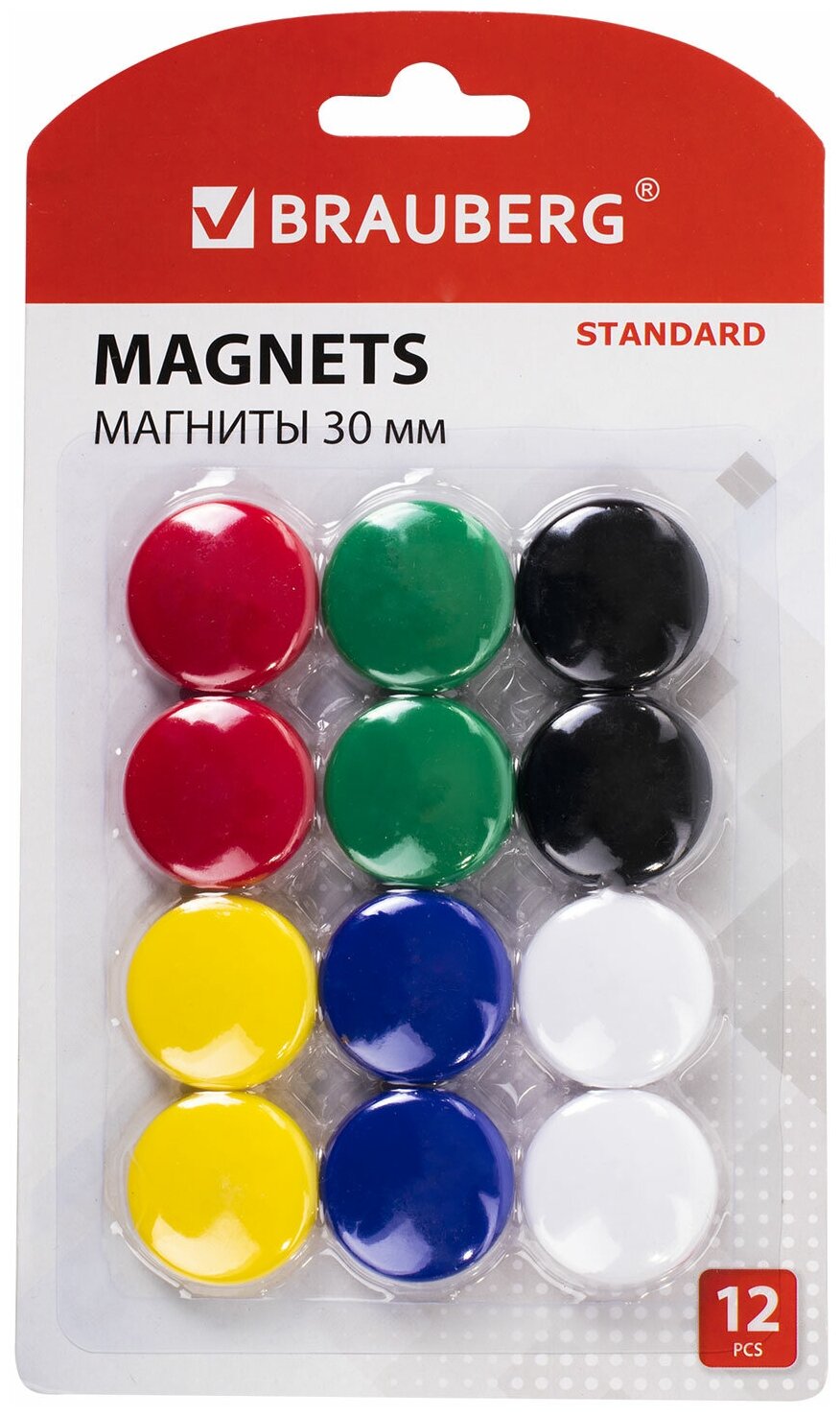 Магниты для доски магнитно-маркерная BRAUBERG 237472 STANDARD 12 шт