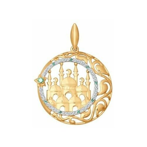 фото Подвеска мусульманская sokolov из золота с зелеными фианитами 034825