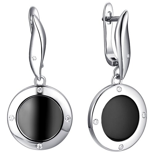 Серебряные круглые серьги Fresh Jewelry TC-E01066-B-W-X-X-W с керамикой, фианитами