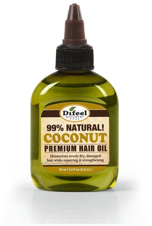 Difeel 99% Natural Coconut Premium Hair Oil 99% натуральное премиальное масло для волос с кокосом, 75 мл