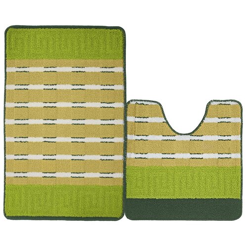фото Набор ковриков для ванной комнаты цвет зеленый разм. 50х50 и 50х80 арт. укв-1078 kamalak tekstil