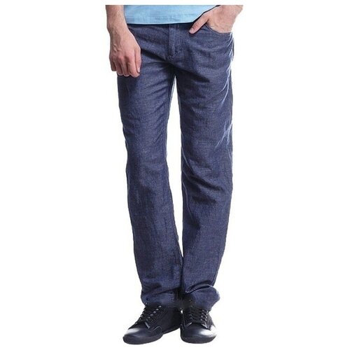 фото Джинсы прямые montana, прямой силуэт, средняя посадка, стрейч, размер 30/34, синий