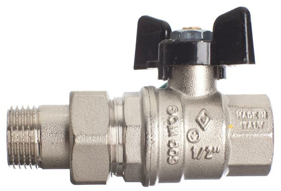 Кран шаровой Bugatti 1/2" с накидной гайкой (бабочка) серия Oregon 03220027