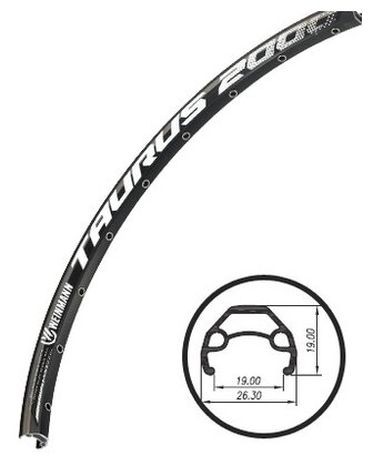 Обод WEINMANN TAURUS 2000 29"*36H Disc brake BLACKшир-26мм, пос. шир-19мм, выс-23,3мм, черный