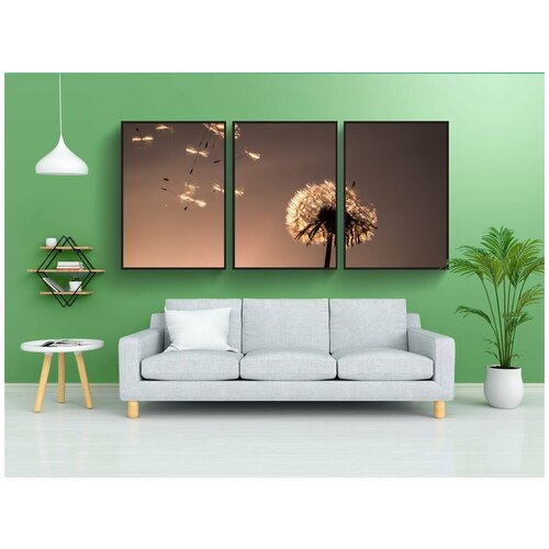 фото Набор модулных постеров для интерьера "одуванчик, природа, пушистые" 60x90 см. в тубусе, без рамки lotsprints