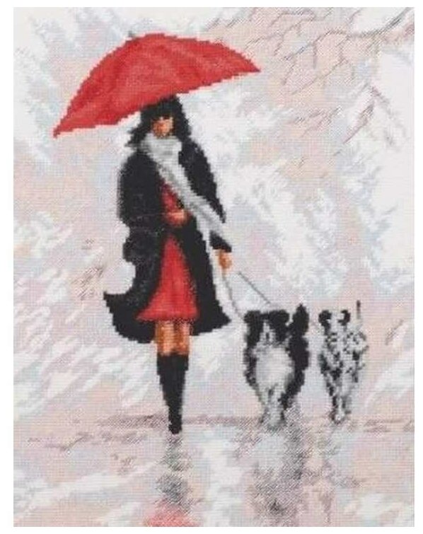 Набор для вышивания "Дама с собачками", 20x26 см, Палитра