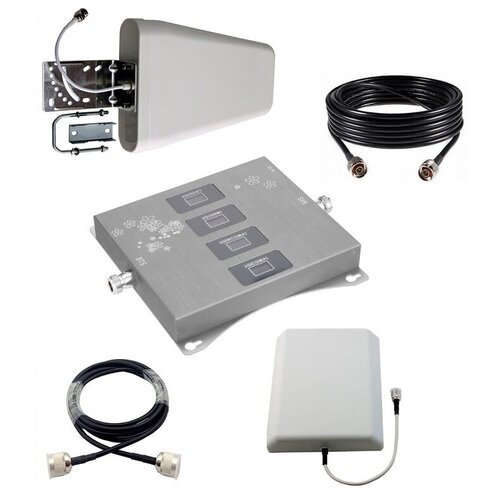 Усилитель репитер 2G GSM/DCS/3G/4G (800/900/1800/2100МГц) до 300м² (комплект)