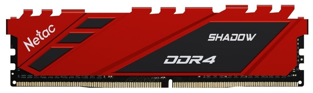 Модуль памяти DDR4 Netac Shadow 8GB 3200MHz CL16 1.35V / Ntsdd4p32sp-08r / Red / with radiator Ntsdd