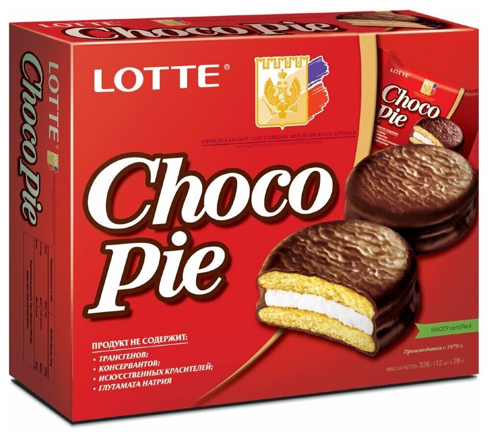 Пирожное Lotte Choco Pie, 336 г, 12 шт. в уп. - фотография № 1