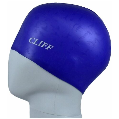Шапочка для плавания CLIFF силиконовая, с рельефом, синяя