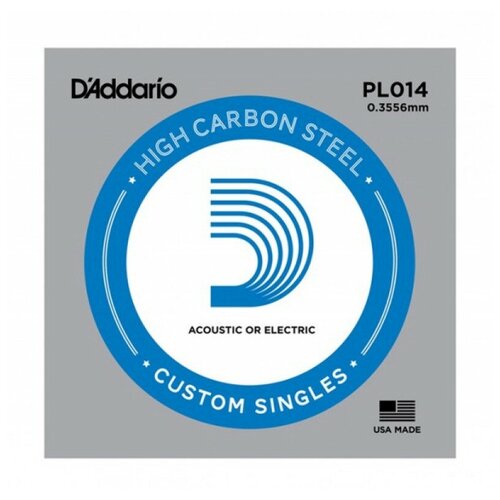 Отдельная струна без обмотки, сталь, .014, D'Addario Plain Steel PL014