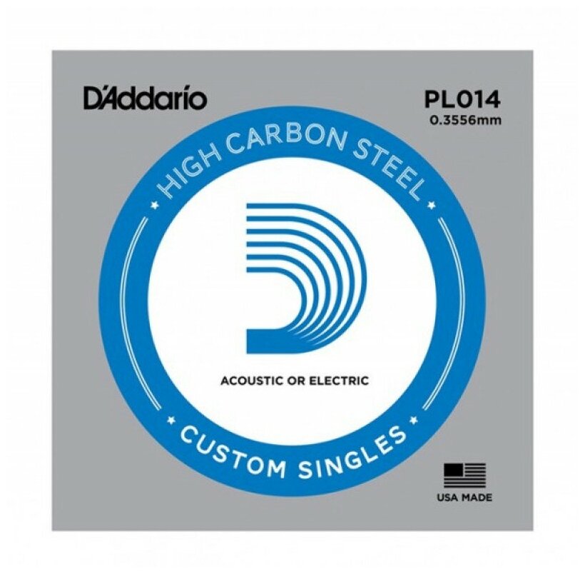 PL014 Plain Steel Отдельная струна без обмотки, сталь, .014, D'Addario