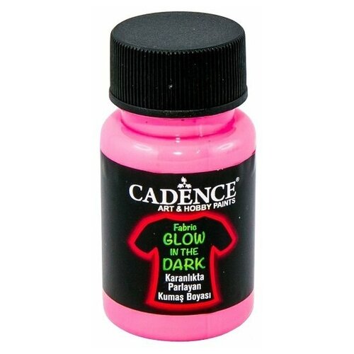 Акриловая люминисцентная краска для ткани Cadence Fabric Glow In The Dark Paint. Pink F04
