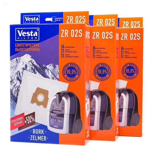 Vesta filter ZR 02 S XXl-Pack комплект пылесборников, 12 шт + 6 фильтров vesta filter zr 02 xl pack комплект пылесборников 10 шт