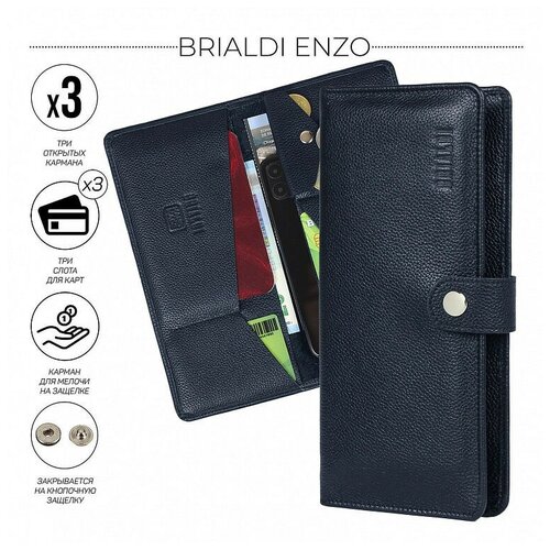 Мужской кожаный лонгер вертикальной формы BRIALDI Enzo relief navy BR49273GQ