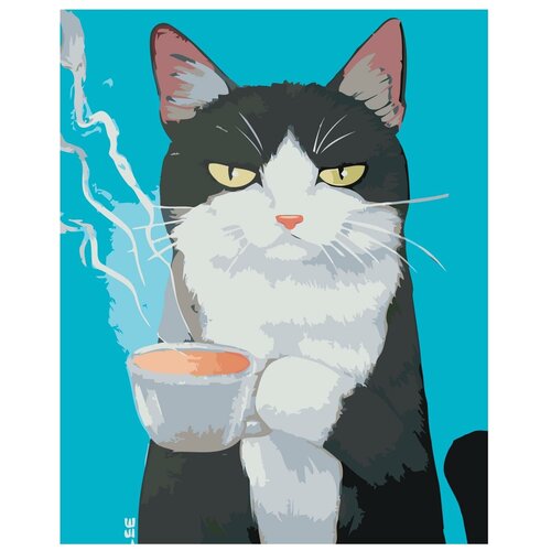 Картина по номерам, Живопись по номерам, 80 x 100, A450, чашка кофе, чёрный кот, животное, горячий, пар, спокойствие картина по номерам живопись по номерам 80 x 100 a450 чашка кофе чёрный кот животное горячий пар спокойствие