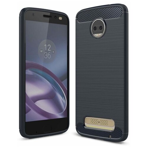 Чехол-накладка Carbon Fibre для Motorola Moto Z2 (темно-синий)