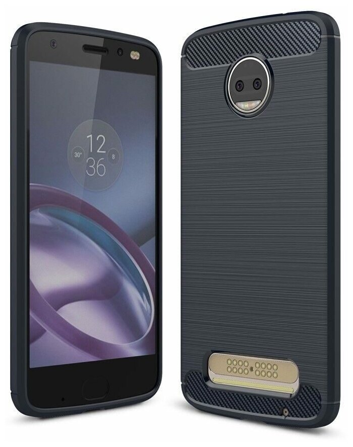 Чехол-накладка Carbon Fibre для Motorola Moto Z2 (темно-синий)