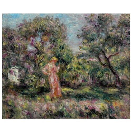 фото Постер на холсте пейзаж с дамой в розовом платье 36см. x 30см. твой постер