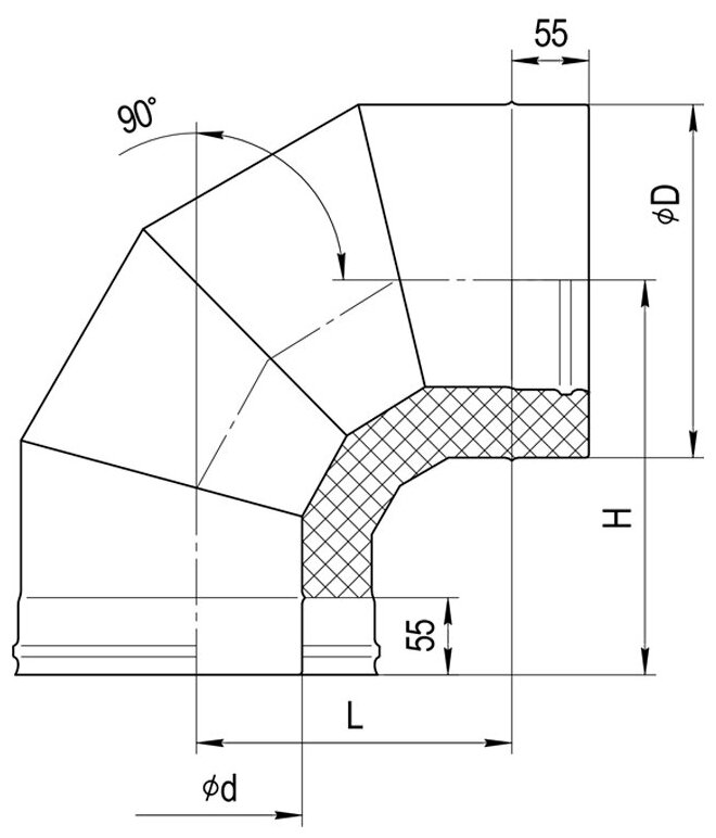 Сэндвич-колено 90° 120х200 (430/0,5мм + нержавейка) Феррум - фотография № 13