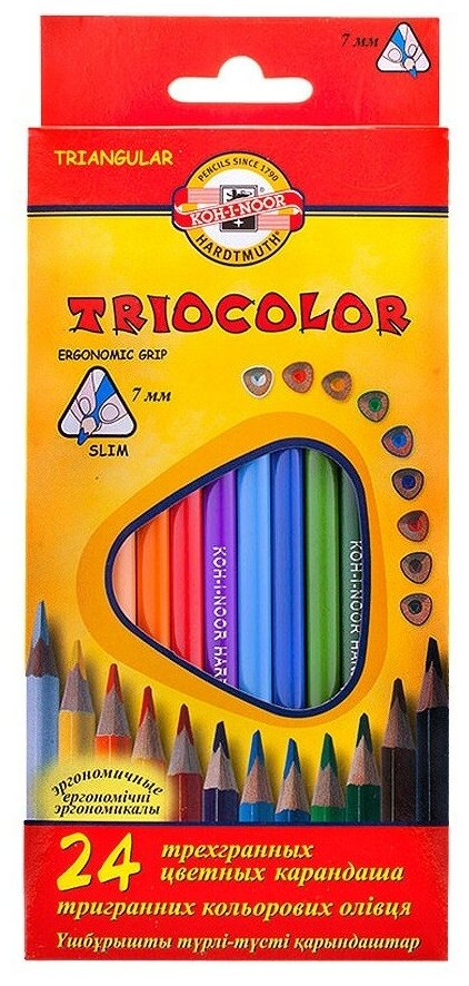 Цветные карандаши KOH-I-NOOR Набор карандашей цветных трехгран. "Triocolor" KOH-I-NOOR, 24цв.