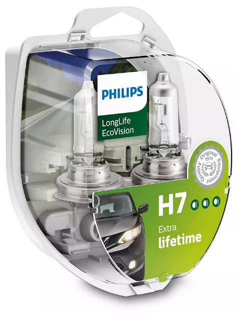фото Лампа автомобильная Philips Extra Lifetime H7 55Вт 12V 2 шт