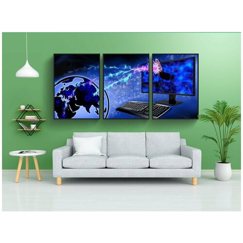 фото Набор модулных постеров для интерьера "интернет, компьютер, экран" 60x90 см. в тубусе, без рамки lotsprints