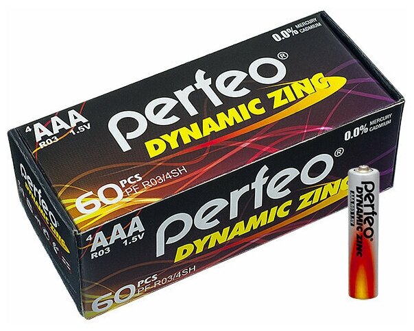 Батарейка Perfeo R03/4SH Dynamic Zinc, 60шт