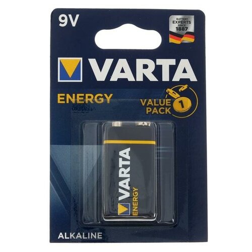 Батарейка алкалиновая Varta Energy, 6LR61-1BL, 9В, крона, блистер, 1 шт. батарейка varta longlife 9v крона 1 шт