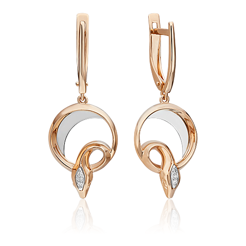 PLATINA jewelry Серьги из комбинированного золота с бриллиантом 02-4817-00-101-1111