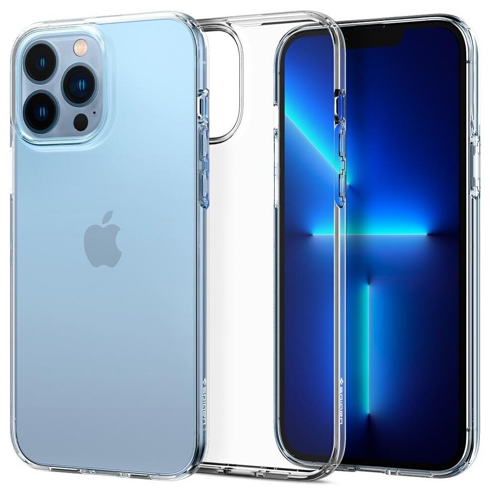 Чехол Spigen на Apple iPhone 13 Pro (ACS03254) Liquid Crystal / Спиген чехол для Айфон 13 Про силиконовый, противоударный, с защитой камеры, прозрачный