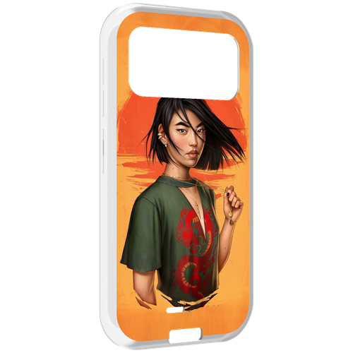 Чехол MyPads девушка-в-оранжевом-фоне женский для Oukitel F150 H2022 задняя-панель-накладка-бампер