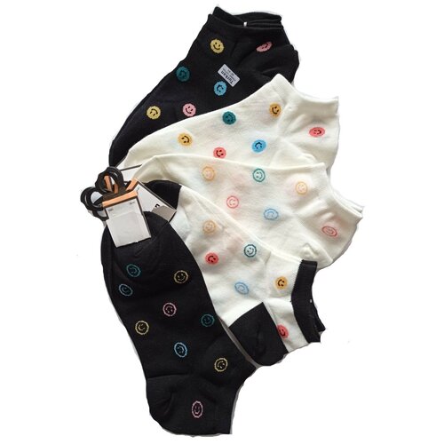 фото Носки женские/ яркие с принтом смайлик / женские с рисунком .набор 5 пар носков с принтом. носки идут рандомно. оем