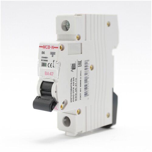 Выключатель автоматический AKEL ВА47-MCB-N-1P-B6-AC/HOME, 1 шт. dpn 1p n 10a mini circuit breaker mcb