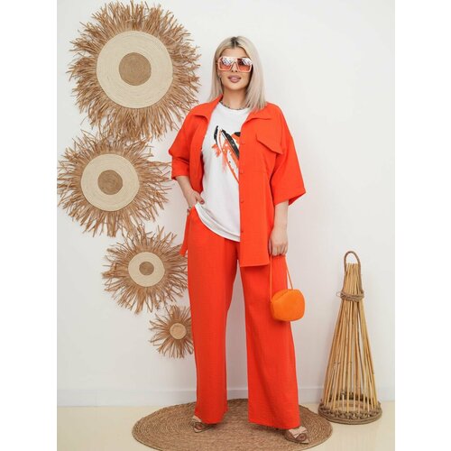 , размер 52, оранжевый костюм тройка женский офисный костюм