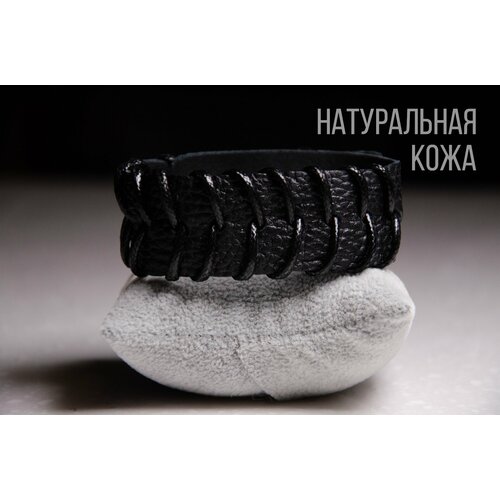 Браслет Из натуральной кожи, металл, 1 шт., размер 17 см, размер M, черный