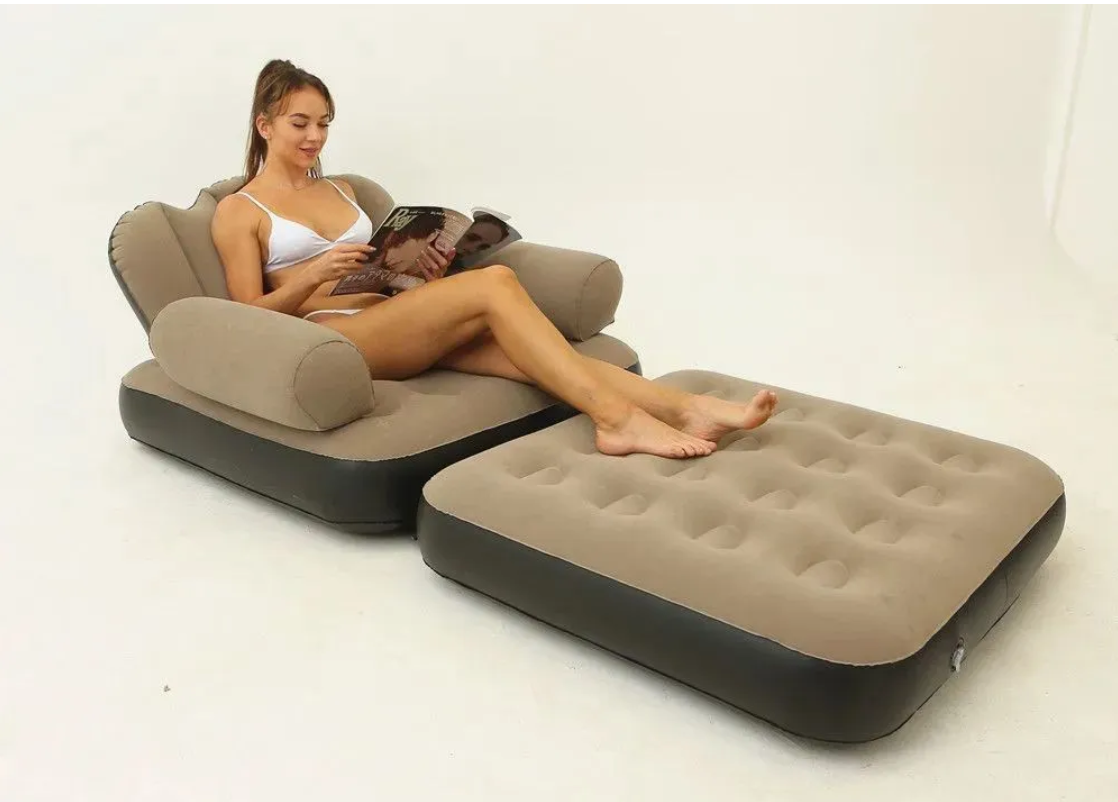 фото Надувной диван-кровать для отдыха/ шезлонг/кемпинговое кресло для пикника / портативный надувной шезлонг