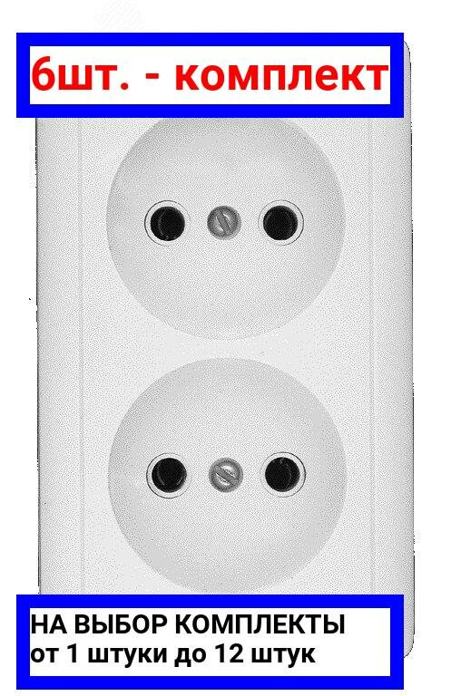 6шт. - ХИТ Розетка двойная наружная белая без заземления и шторок 16А 250В / Systeme Electric; арт. RA16-237-B; оригинал / - комплект 6шт