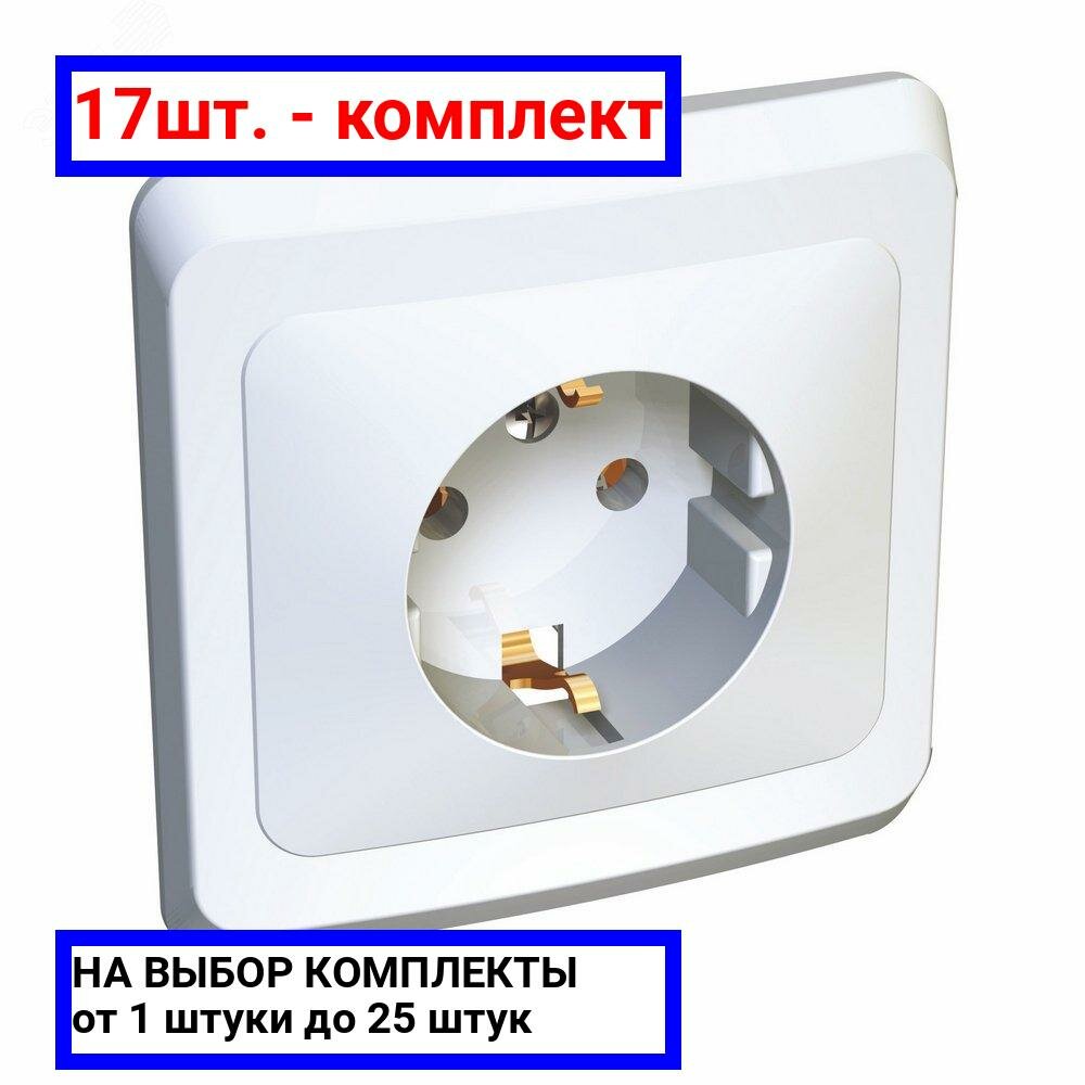17шт. - Этюд Розетка скрытая с заземлением без шторок белая / Systeme Electric; арт. PC16-003B; оригинал / - комплект 17шт