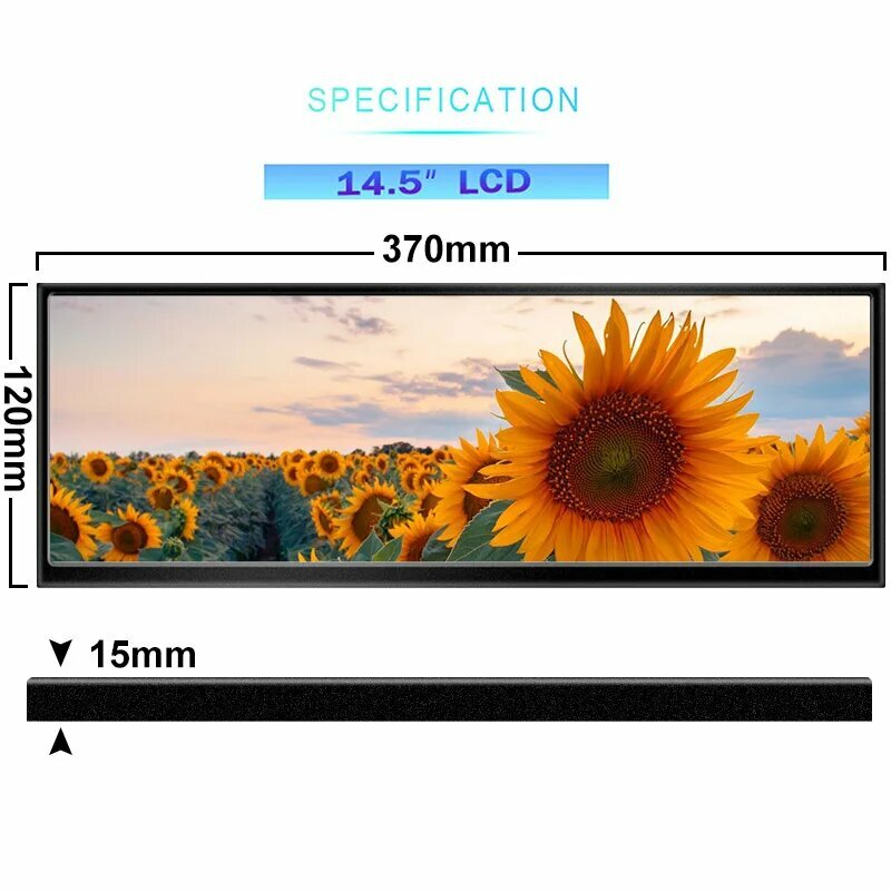 12,3/14.5 дюймовый монитор с сенсорным экраном HDMI и Type C 1920x72 0/2.5K IPS дисплей ЖК-бар компьютер дисплей с температурой широкоформатный — фото 1