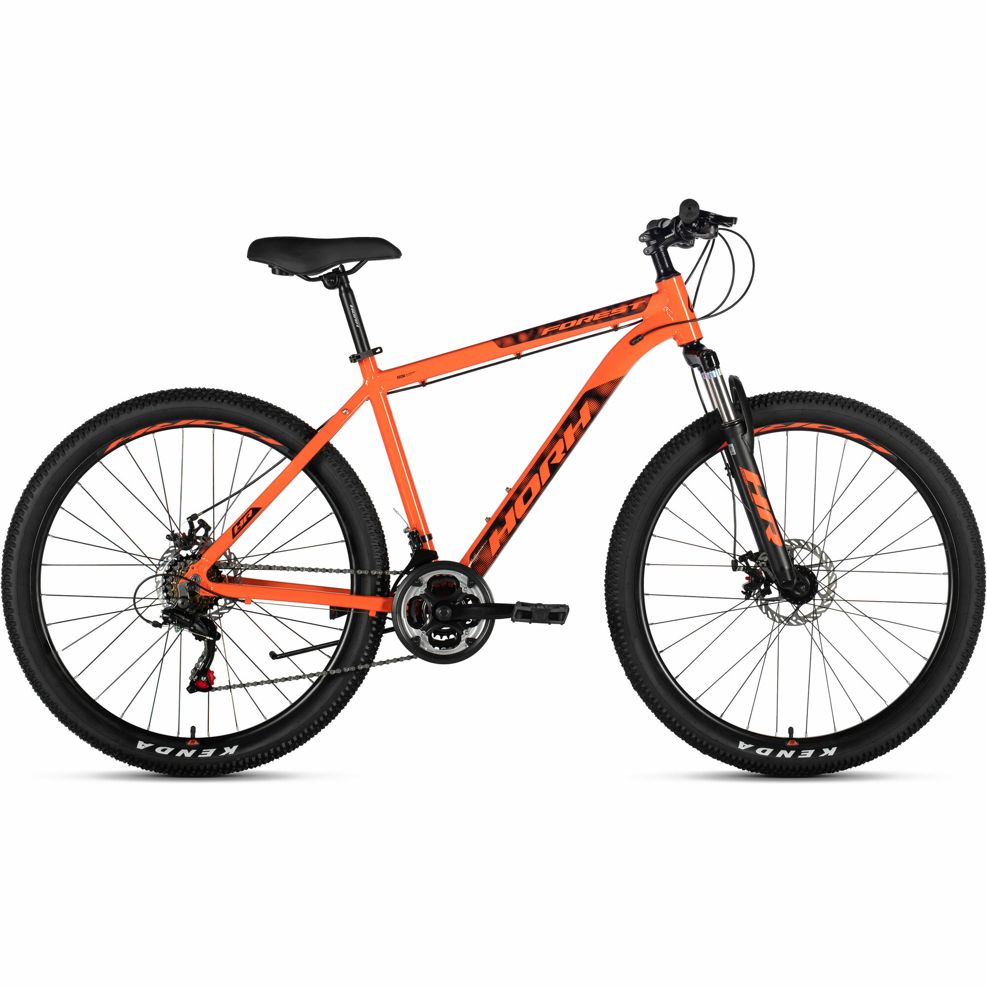 Велосипед горный HORH FOREST FMD 7.0 27.5", рама 13,5 (2024), хардтейл, взрослый, мужской, алюминиевая рама, 21 скорость, дисковые механические тормоза, цвет Orange-Black, оранжевый/черный цвет, размер рамы 19", для роста 180-190 см
