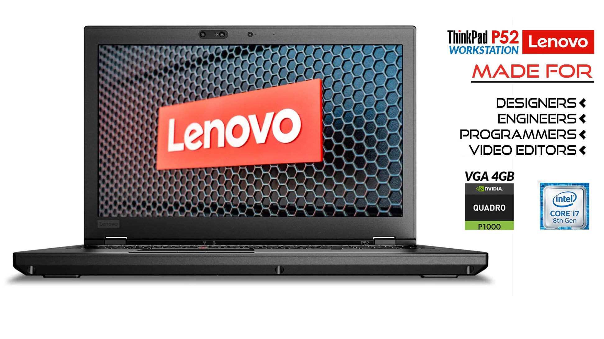 Ноутбук Lenovo ThinkPad P52, 6-и Ядерный Core i7-8850H, Память 32 ГБ, Диск 512Гб SSD, Nvidia Quadro P1000, Экран 15,6" (Cенсорный)