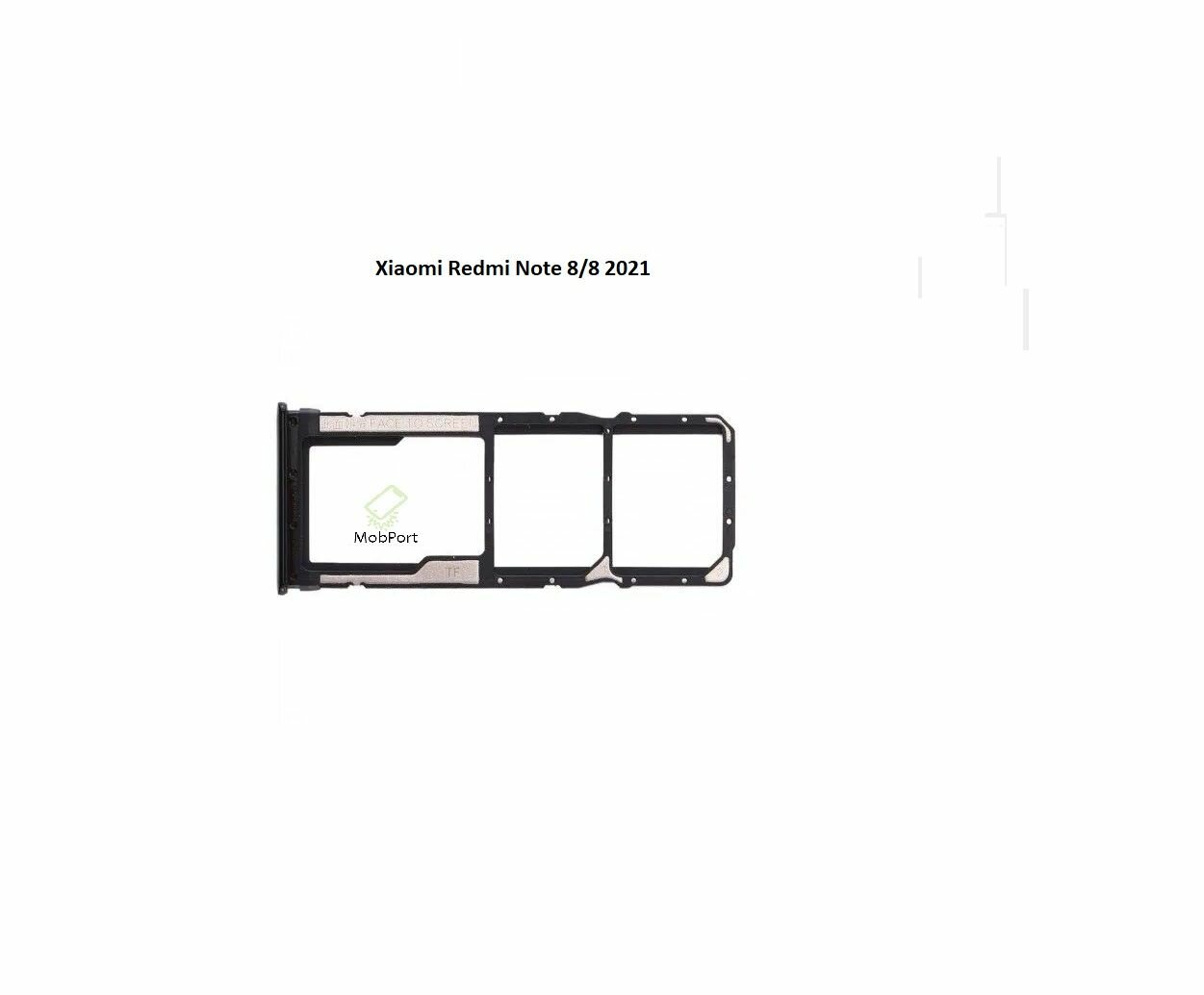 Держатель SIM-карты, металл, пластик, для Xiaomi Redmi Note 8/8 Pro 2021, черный — фото 1