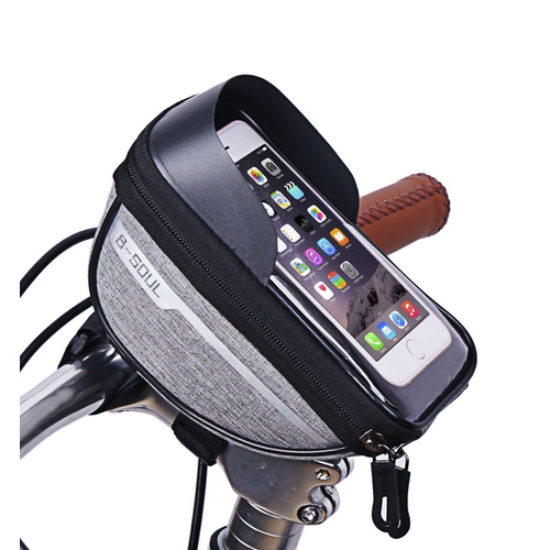 Держатель телефона на велосипед, Сумка на руль для смартфона ForAver, велосумка для мелочей, цвет серый